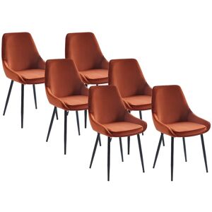 Unique Set van 6 stoelen - Fluweel en zwart metaal - Terracotta - MASURIE - Terracotta Unique Set van 6 stoelen - Fluweel en zwart metaal - Terracotta - MASURIE - Terracotta