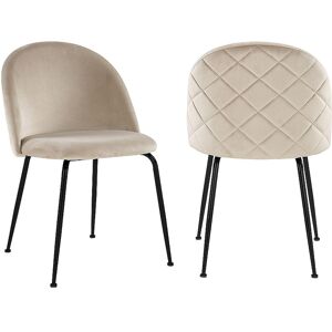 Unique Set van 2 stoelen MELBOURNE - Velours en mat zwart metaal - Beige - Beige Unique Set van 2 stoelen MELBOURNE - Velours en mat zwart metaal - Beige - Beige