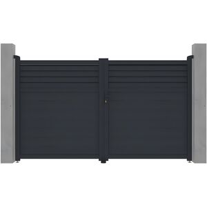 Unique Draaipoort van aluminium - L. 305 x H. 181 cm - Antraciet - VIAZO - Antracietgrijs Unique Draaipoort van aluminium - L. 305 x H. 181 cm - Antraciet - VIAZO - Antracietgrijs