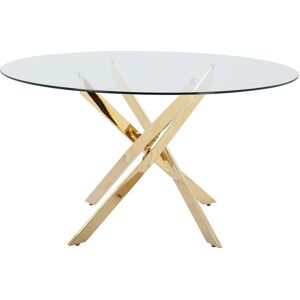 Unique Ronde eettafel – 4 personen – Gehard glas en goudkleurig metaal – Transparant – COSIMA - Transparant, Goudkleurig Unique Ronde eettafel – 4 personen – Gehard glas en goudkleurig metaal – Transparant – COSIMA - Transparant, Goudkleurig