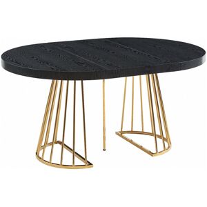Unique Uitschuifbare eettafel 2 tot 12 plaatsen van mdf en staal - Zwart en goud - FIRELA - Zwart, Goudkleurig Unique Uitschuifbare eettafel 2 tot 12 plaatsen van mdf en staal - Zwart en goud - FIRELA - Zwart, Goudkleurig