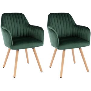 Unique Set van 2 stoelen met armleuning - Fluweel en metaal met houteffect - Donkergroen - ELANA - Emerald groen Unique Set van 2 stoelen met armleuning - Fluweel en metaal met houteffect - Donkergroen - ELANA - Emerald groen