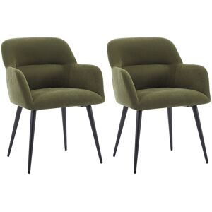 Unique Set van 2 stoelen met armleuningen van stof en zwart metaal - Groen - HEKA - Groen Unique Set van 2 stoelen met armleuningen van stof en zwart metaal - Groen - HEKA - Groen
