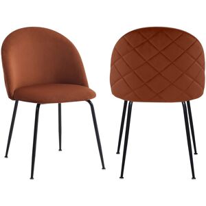 Unique Set van 2 stoelen van velours en zwart roestvrij staal - Terracotta - MELBOURNE - Terracotta Unique Set van 2 stoelen van velours en zwart roestvrij staal - Terracotta - MELBOURNE - Terracotta