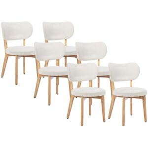 Unique Set van 6 stoelen van ribfluweel en heveahout - Wit - TORIEL - Wit Unique Set van 6 stoelen van ribfluweel en heveahout - Wit - TORIEL - Wit