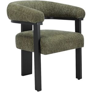 Unique Stoel met armleuningen van boucléstof en heveahout - Kaki en zwart - LIVELIA van Pascal MORABITO - Zwart, Kaki Unique Stoel met armleuningen van boucléstof en heveahout - Kaki en zwart - LIVELIA van Pascal MORABITO - Zwart, Kaki