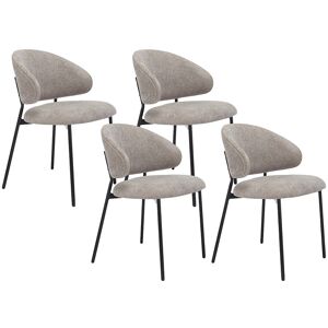 Unique Set van 4 stoelen van stof met textuur en zwart metaal - Taupegrijs - VOSINIA - Taupe Unique Set van 4 stoelen van stof met textuur en zwart metaal - Taupegrijs - VOSINIA - Taupe