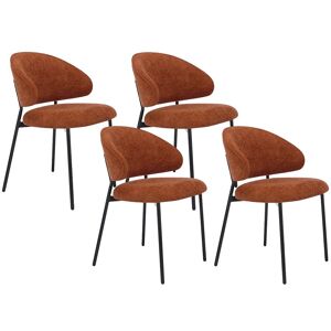 Unique Set van 4 stoelen van stof met textuur en zwart metaal - Terracotta - VOSINIA - Terracotta Unique Set van 4 stoelen van stof met textuur en zwart metaal - Terracotta - VOSINIA - Terracotta