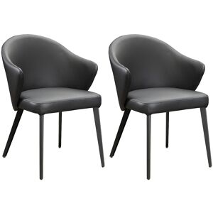 Unique Set van 2 Stoel met armleuningen van leer en staal - Zwart - MIBELLY van Maison Céphy - Zwart Unique Set van 2 Stoel met armleuningen van leer en staal - Zwart - MIBELLY van Maison Céphy - Zwart