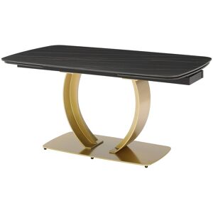 Unique Verlengbare eettafel 6 tot 10 plaatsen van keramiek en goudkleurig metaal - Zwart marmereffect - OLIFIA van Maison Céphy - Zwart, Goudkleurig Unique Verlengbare eettafel 6 tot 10 plaatsen van keramiek en goudkleurig metaal - Zwart marmereffect - OLIFIA van Maison Céphy - Zwart, Goudkleurig