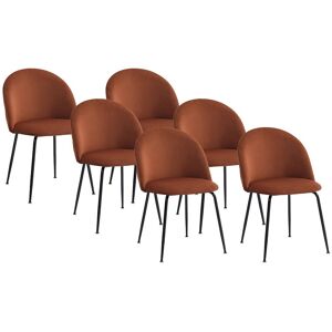 Unique Set van 6 stoelen van velours en zwart roestvrij staal - Terracotta - MELBOURNE - Terracotta Unique Set van 6 stoelen van velours en zwart roestvrij staal - Terracotta - MELBOURNE - Terracotta