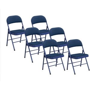 Unique Set van 6 klapstoelen van velours en metaal - Blauw - ORTENSIA - Koningsblauw Unique Set van 6 klapstoelen van velours en metaal - Blauw - ORTENSIA - Koningsblauw