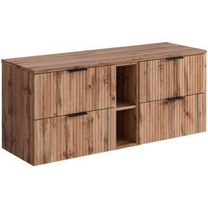 Unique Geribbeld hangend meubel onder wastafel met nissen - Licht naturel - L140 cm - ZEVARA - Natuurlijk licht Unique Geribbeld hangend meubel onder wastafel met nissen - Licht naturel - L140 cm - ZEVARA - Natuurlijk licht