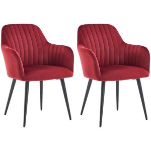 Unique Set van 2 stoelen met armleuningen van fluweel en zwart metaal - Bordeaux - ELEANA - Bordeaux Unique Set van 2 stoelen met armleuningen van fluweel en zwart metaal - Bordeaux - ELEANA - Bordeaux