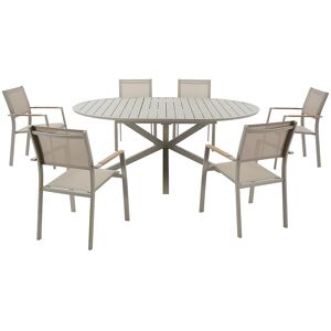 Unique Aluminium tuineethoek: uitschuifbare ronde tafel L.150/200 cm en 6 stapelbare stoelen - Taupe - YOHA van MYLIA - Taupe Unique Aluminium tuineethoek: uitschuifbare ronde tafel L.150/200 cm en 6 stapelbare stoelen - Taupe - YOHA van MYLIA - Taupe