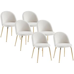 Unique Set van 6 stoelen - Bouclette stof en goud metaal - Wit - MELBOURNE - Wit Unique Set van 6 stoelen - Bouclette stof en goud metaal - Wit - MELBOURNE - Wit