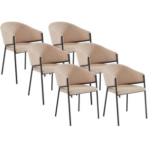 Unique Set van 6 stoelen met stoffen en metalen armleuningen - Beige - ORDIDA - van Pascal Morabito - Beige Unique Set van 6 stoelen met stoffen en metalen armleuningen - Beige - ORDIDA - van Pascal Morabito - Beige