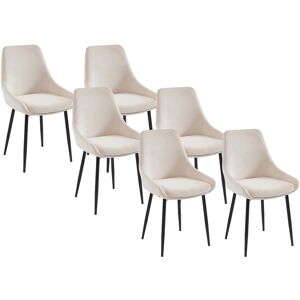 Unique Set van 6 stoelen van ribfluweel en metaal - Crèmewit - MASURIE - Crème Unique Set van 6 stoelen van ribfluweel en metaal - Crèmewit - MASURIE - Crème