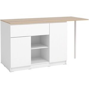 Unique Keukeneiland met 2 deuren, 1 lade en 2 nissen - Wit en licht naturel - TUNORI - Natuurlijk licht, Wit Unique Keukeneiland met 2 deuren, 1 lade en 2 nissen - Wit en licht naturel - TUNORI - Natuurlijk licht, Wit