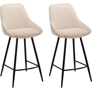 Unique Set van 2 barkrukken van ribfluweel en zwart metaal - Crèmewit - MASURIE - Crème Unique Set van 2 barkrukken van ribfluweel en zwart metaal - Crèmewit - MASURIE - Crème