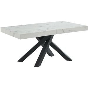 Unique Verlengbare eettafel 6 tot 10 plaatsen van mdf en metaal - Wit en zwart marmereffect - CATONAV - Wit Unique Verlengbare eettafel 6 tot 10 plaatsen van mdf en metaal - Wit en zwart marmereffect - CATONAV - Wit