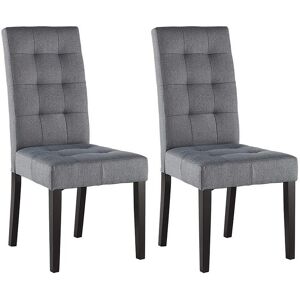 Unique Set van 2 stoelen VILLOSA - grijze stof & donker houten poten - Grijs Unique Set van 2 stoelen VILLOSA - grijze stof & donker houten poten - Grijs
