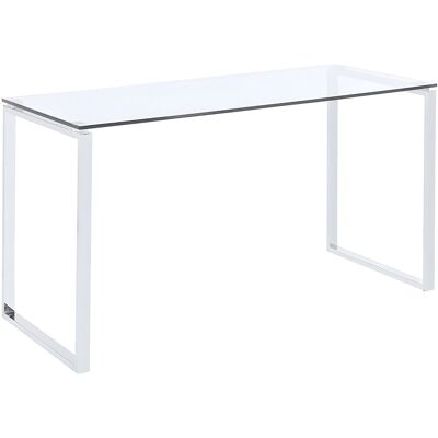 Unique Bureau FREYA - Gehard glas en verchroomd metaal - Transparant, Zilverkleurig Unique Bureau FREYA - Gehard glas en verchroomd metaal - Transparant, Zilverkleurig