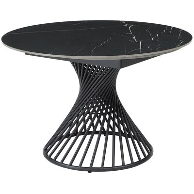Unique Uitschuifbare eettafel voor 4 tot 8 personen in keramiek en metaal - Look van zwart marmer - CASTINA - Zwart Unique Uitschuifbare eettafel voor 4 tot 8 personen in keramiek en metaal - Look van zwart marmer - CASTINA - Zwart