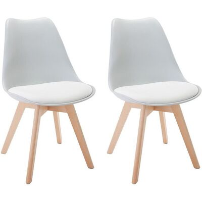 Unique Set van 2 stoelen JODY - Polypropyleen en beuk - Lichtgrijs - Lichtgrijs Unique Set van 2 stoelen JODY - Polypropyleen en beuk - Lichtgrijs - Lichtgrijs