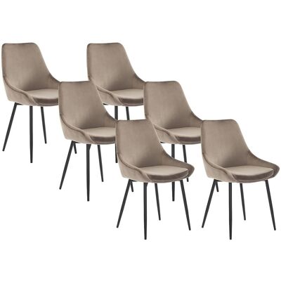 Unique Set van 6 stoelen MASURIE - Fluweel - Taupe - Taupe Unique Set van 6 stoelen MASURIE - Fluweel - Taupe - Taupe