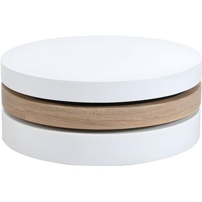 Unique Salontafel met draaiblad JANITA - MDF - Eik en wit - Natuurlijk licht, Wit Unique Salontafel met draaiblad JANITA - MDF - Eik en wit - Natuurlijk licht, Wit