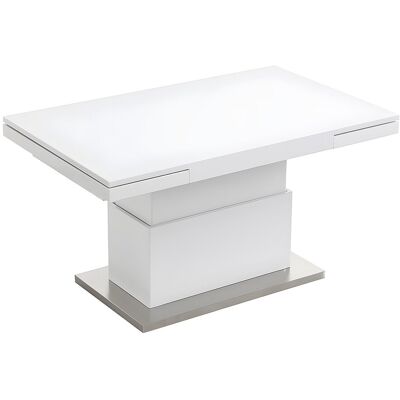 Unique Salontafel LAURIA - 2 in 1 - Verhoogbaar en uittrekbaar - Gelakt MDF - Wit - Wit Unique Salontafel LAURIA - 2 in 1 - Verhoogbaar en uittrekbaar - Gelakt MDF - Wit - Wit
