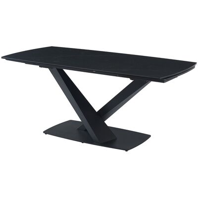 Unique Verlengbare eettafel 6 tot 10 plaatsen van gehard glas - Zwart marmereffect - MALATA van Pascal MORABITO - Zwart Unique Verlengbare eettafel 6 tot 10 plaatsen van gehard glas - Zwart marmereffect - MALATA van Pascal MORABITO - Zwart