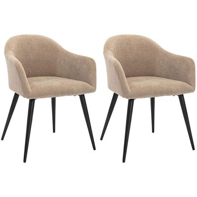 Unique Set van 2 stoelen BIBO - met armleuningen - Fluweel en metaaleffect - Beige - Beige Unique Set van 2 stoelen BIBO - met armleuningen - Fluweel en metaaleffect - Beige - Beige