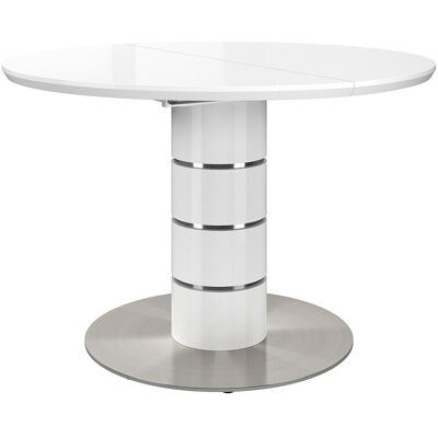 Unique Uittrekbare eettafel - 4 à 6 personen - MDF en roestvrij metaal - Witgelakt - CUSCO - Wit Unique Uittrekbare eettafel - 4 à 6 personen - MDF en roestvrij metaal - Witgelakt - CUSCO - Wit