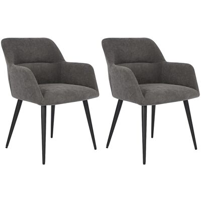 Unique Set van 2 stoelen HEKA - Met armleuningen - Stof en metaal - Grijs - Antracietgrijs Unique Set van 2 stoelen HEKA - Met armleuningen - Stof en metaal - Grijs - Antracietgrijs