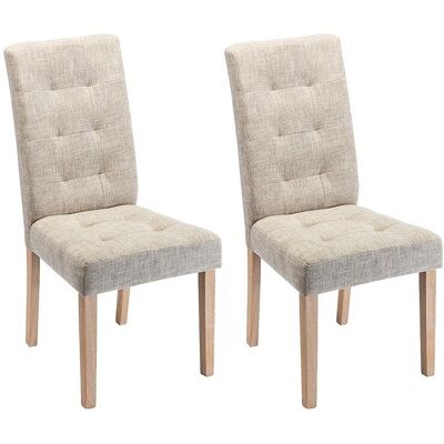 Unique Set van 2 stoelen VILLOSA - Stof & houten poten - Beige - Crème Unique Set van 2 stoelen VILLOSA - Stof & houten poten - Beige - Crème