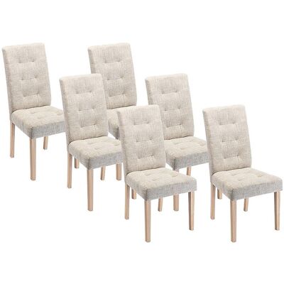 Unique Set van 6 stoelen VILLOSA - Stof & houten poten - Beige - Crème Unique Set van 6 stoelen VILLOSA - Stof & houten poten - Beige - Crème