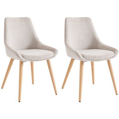 Unique Set van 2 stoelen van stof en beuken - Beige - MASURIE - Beige Unique Set van 2 stoelen van stof en beuken - Beige - MASURIE - Beige