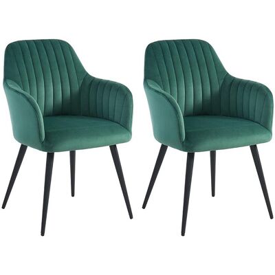 Unique Set van 2 stoelen met armleuningen ELEANA - Fluweel & zwart metaal - Groen - Emerald groen Unique Set van 2 stoelen met armleuningen ELEANA - Fluweel & zwart metaal - Groen - Emerald groen
