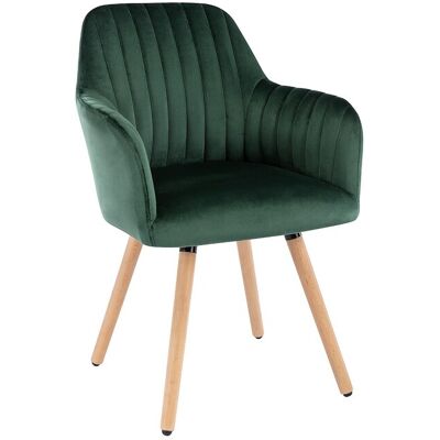 Unique Stoel met armleuning - Fluweel en metaal met houteffect - Donkergroen - ELEANA - Emerald groen Unique Stoel met armleuning - Fluweel en metaal met houteffect - Donkergroen - ELEANA - Emerald groen