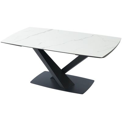 Unique Verlengbare eettafel 6 tot 10 plaatsen van keramiek en metaal - Wit en zwart marmereffect - MALATA - Van Pascal Morabito - Zwart, Wit Unique Verlengbare eettafel 6 tot 10 plaatsen van keramiek en metaal - Wit en zwart marmereffect - MALATA - Van Pascal Morabito - Zwart, Wit