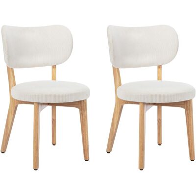 Unique Set van 2 stoelen van ribfluweel en heveahout - Wit - TORIEL - Wit Unique Set van 2 stoelen van ribfluweel en heveahout - Wit - TORIEL - Wit