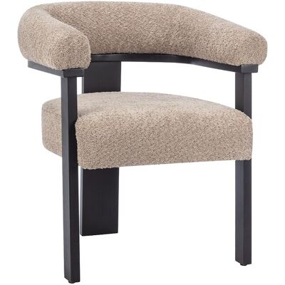 Unique Stoel met armleuningen van boucléstof en heveahout - Taupegrijs en zwart - LIVELIA - Zwart, Taupe Unique Stoel met armleuningen van boucléstof en heveahout - Taupegrijs en zwart - LIVELIA - Zwart, Taupe