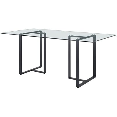 Unique Eettafel 6 personen in gehard glas en roestvrij staal - Transparant en zwart - NILESA - Transparant, Zwart Unique Eettafel 6 personen in gehard glas en roestvrij staal - Transparant en zwart - NILESA - Transparant, Zwart