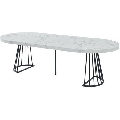 Unique Uitschuifbare eettafel voor 2 tot 12 personen van MDF en staal - Wit en zwart marmereffect - FIRELA - Wit Unique Uitschuifbare eettafel voor 2 tot 12 personen van MDF en staal - Wit en zwart marmereffect - FIRELA - Wit