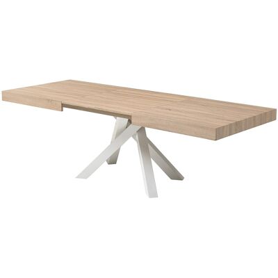 Unique Uitschuifbare eettafel 6-10 personen in MDF en metaal - Houteffect en wit - CATONAV - Natuurlijk licht Unique Uitschuifbare eettafel 6-10 personen in MDF en metaal - Houteffect en wit - CATONAV - Natuurlijk licht