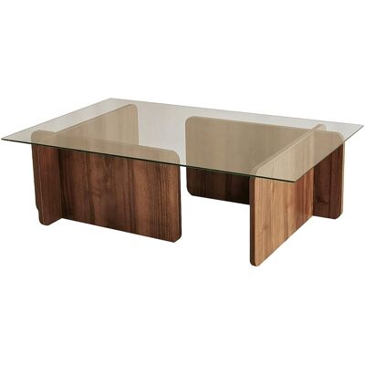 Unique Salontafel van gehard glas - Naturel en transparant - AZRA - Transparant, Natuurlijk donker Unique Salontafel van gehard glas - Naturel en transparant - AZRA - Transparant, Natuurlijk donker