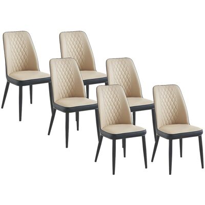 Unique Set van 6 stoelen in kunstleer en metaal - Beige en antraciet - MILDURA - Antracietgrijs, Beige Unique Set van 6 stoelen in kunstleer en metaal - Beige en antraciet - MILDURA - Antracietgrijs, Beige