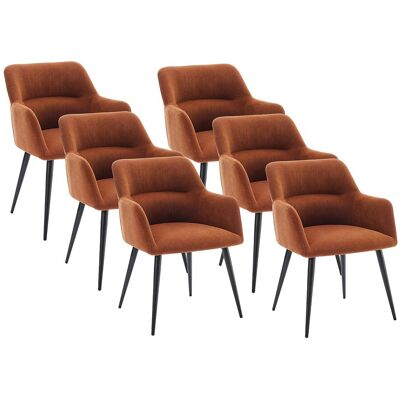 Unique Set van 6 stoelen met armleuningen van stof en zwart metaal - Terracotta - HEKA - Terracotta Unique Set van 6 stoelen met armleuningen van stof en zwart metaal - Terracotta - HEKA - Terracotta